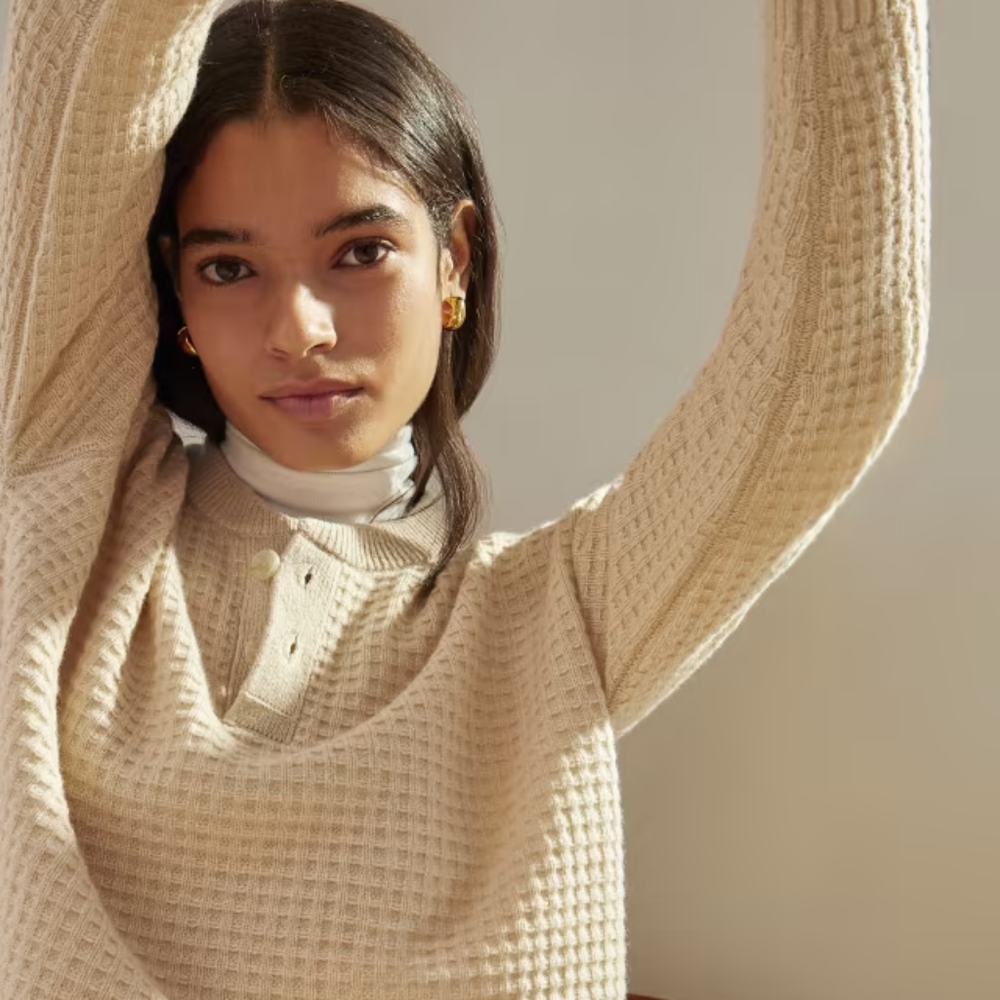 Everlane The Belgian-Waffle Henley in ReCashmere (Size Small)